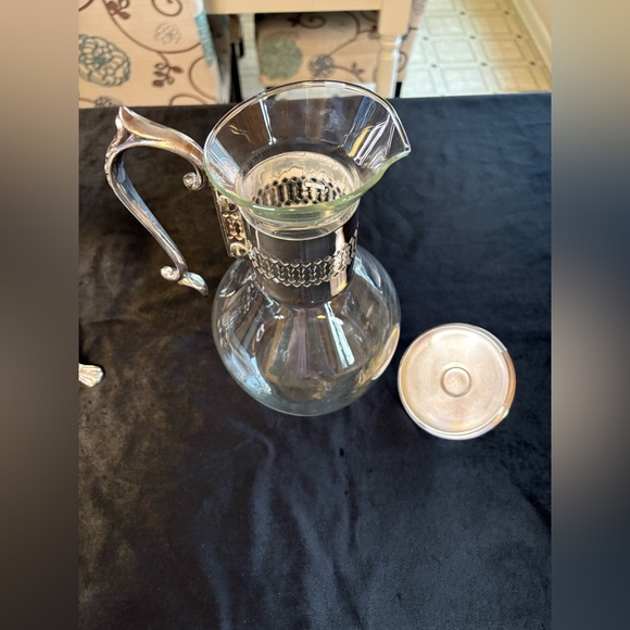 Vintage Leonard Silver Plated Glass Coffee Or Tea Carafe Set - Picture 10 of 12